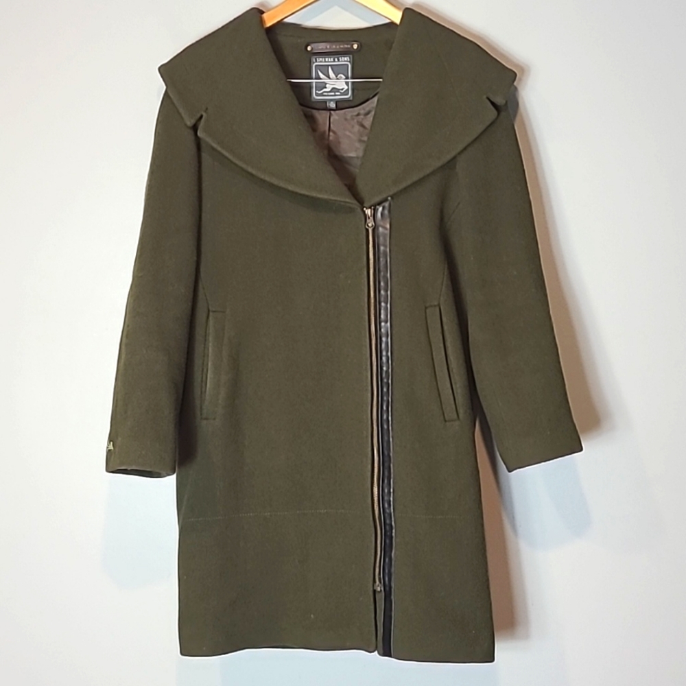 Spiewak & Sons Wool Coat Green Size Small Vintage Y2K Academia Winter